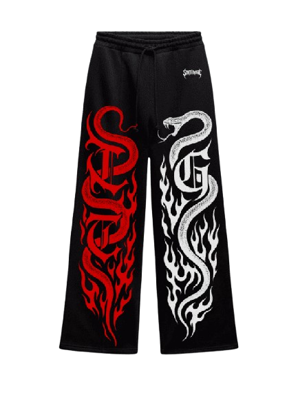 🔥 VIVIX™ “TWINBANE VIPER” BAGGY JOGGERS – DUAL FLAME EDITION