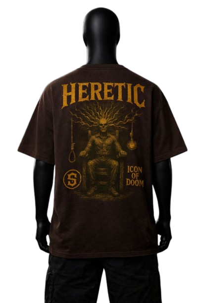 “HERETIC – ICON OF DOOM” OVERSIZED GRAPHIC T-SHIRT – DARK AESTHETIC EDITION