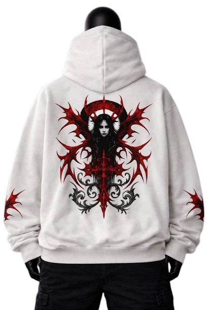 Vampyric Empress Oversized Hoodie (White)